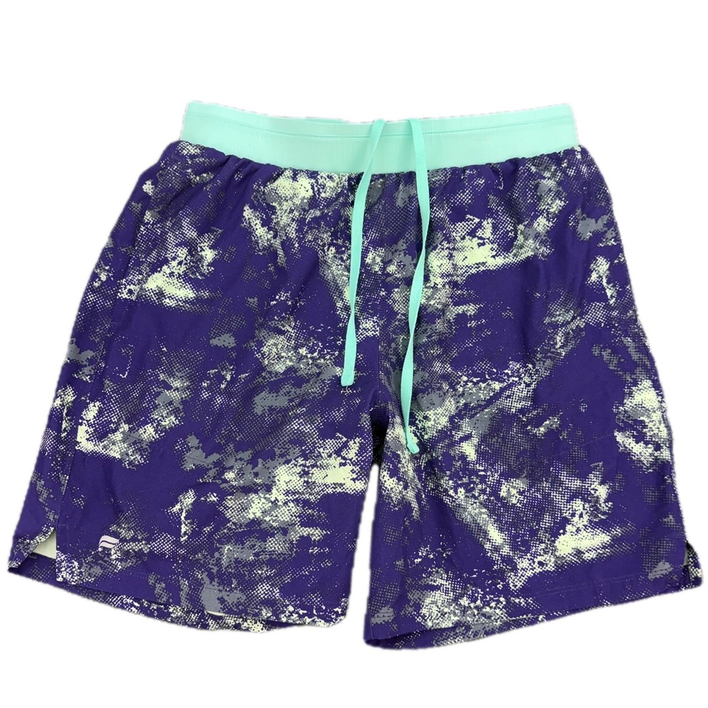 Fabletics Shorts Mens 28 Purple Mint Camo‎ Lined Athletic Running Training 2734